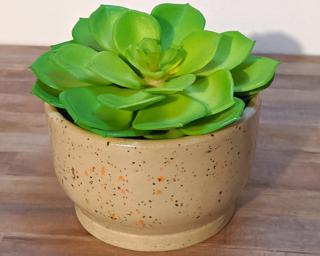 Adorn your home with this stunning little speckled planter.
