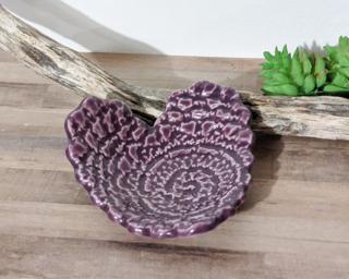 A sweet little textured heart dish for your dresser.