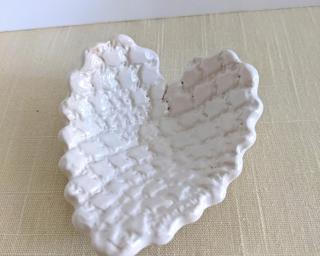 A sweet little textured heart dish for your dresser.