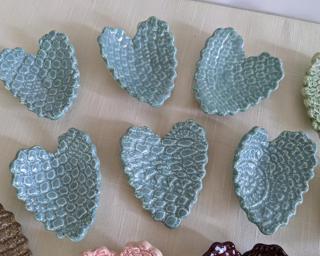 A sweet little textured heart dish for your dresser.