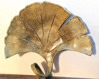 This olive green ginkgo dish would make such a sweet addition to your table or counter.