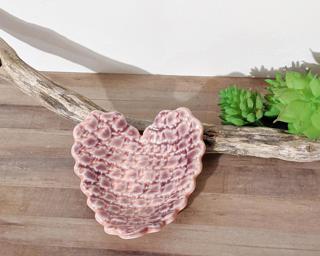 A sweet little textured heart dish for your dresser.