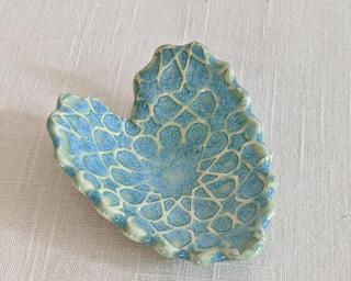 A sweet little textured heart dish for your dresser.