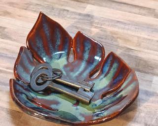 A sweet little leaf dish for your dresser.