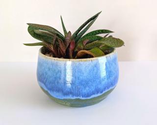 A sweet little planter for your shelf. Small crack on bottom