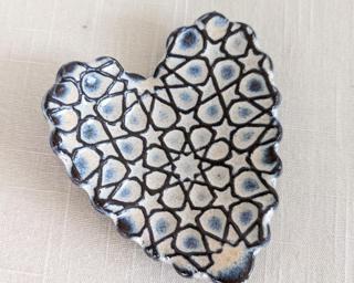 A sweet little textured heart dish for your dresser.